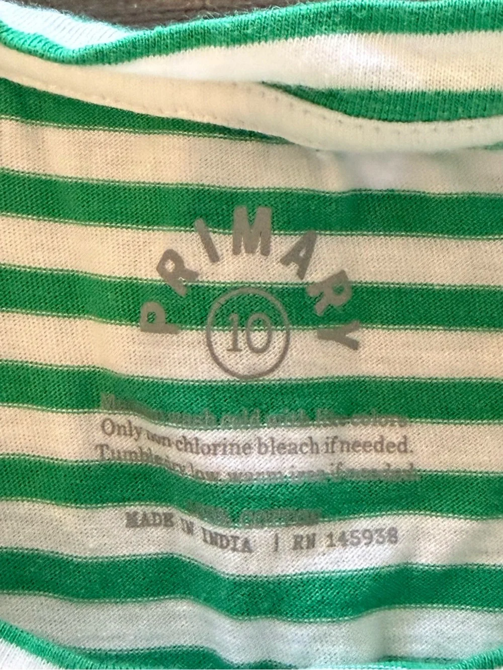 Primary Girls' Green & White Striped Short Sleeve Twirl Dress - Size 10